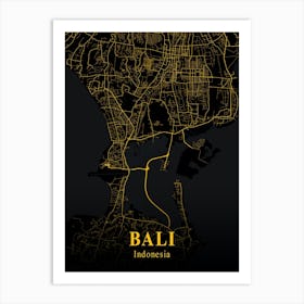 Bali Gold City Map 1 Art Print