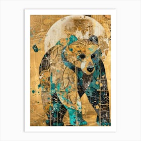 Bear Gold Effect Collage 1 Art Print