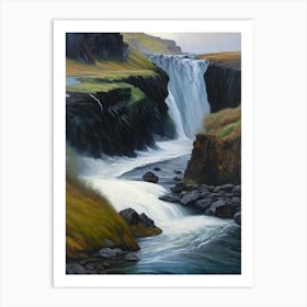 Hraunfossar, Iceland Peaceful Oil Art  Art Print