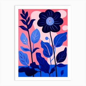 Blue Flower Illustration Gerbera Daisy 3 Art Print
