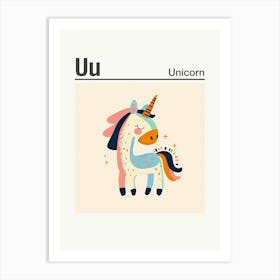 Animals Alphabet Unicorn 3 Art Print