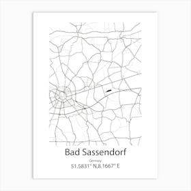 Bad Sassendorf,Germany Minimalist Map Art Print