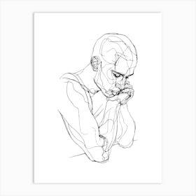 Portrait Of A Man Minimalist Line Art Monoline Illustration 1 Art Print