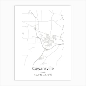 Cowansville,Canada Minimalist Map Art Print