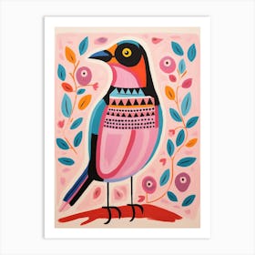 Pink Scandi Cowbird 4 Art Print