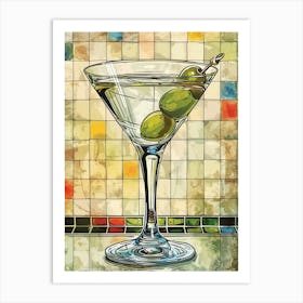 Martini Vintage Illustration 3 Art Print