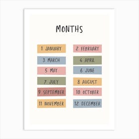 Months For Kids Art Print