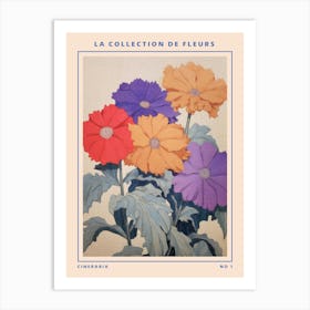 Cineraria French Flower Botanical Poster Art Print