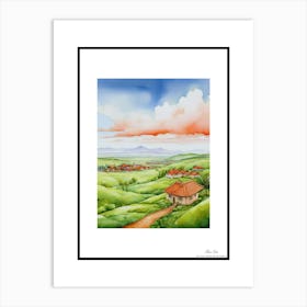 Green plains, distant hills, country houses,renewal and hope,life,spring acrylic colors.41 Art Print