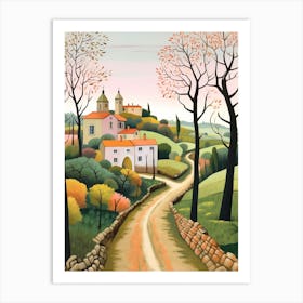 The Camino Portuguese Path 2 Hike Illustration Art Print