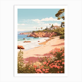 An Illustration In Pink Tones Of Palombaggia Beach Corsica 3 Art Print