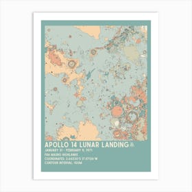 Apollo 14 Lunar Landing Site Vintage Moon Map Art Print