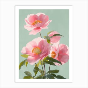 Camellia Flowers Acrylic Pastel Colours 3 Art Print