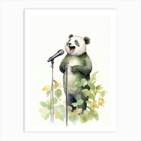Panda Art Performing Stand Up Comedy Watercolour 2 Art Print
