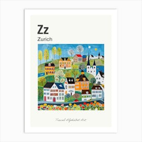 Kids Travel Alphabet  Zurich 4 Art Print