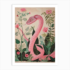 Floral Animal Painting Cobra 4 Art Print