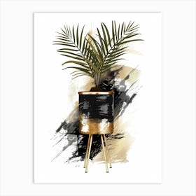 Gold And Black Planter Art Print