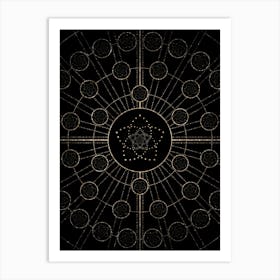 Geometric Glyph Radial Array in Glitter Gold on Black n.0446 Art Print