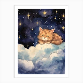 Baby Lynx 1 Sleeping In The Clouds Art Print