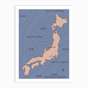 Weather Map Of Japan Art Print