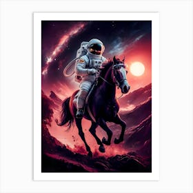 Astronaut Riding A Horse Art Print