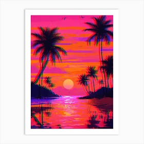 Sunset Palm Trees Art Print