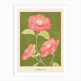 Pink & Green Camellia 1 Flower Poster Art Print