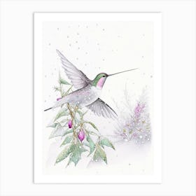 Hummingbird In Snowfall Quentin Blake Illustration 1 Art Print