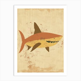 Cute Shark Beige Background 3 Art Print