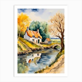 Riverside Cottage Art Print