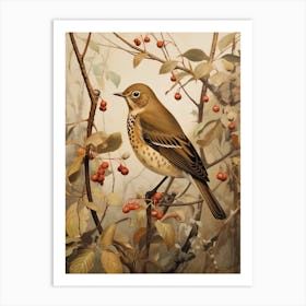 Dark And Moody Botanical Hermit Thrush 2 Art Print