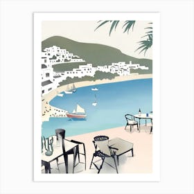 View From a cafe Ibiza watercolor Art Print