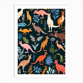 Australian Animals Seamless Pattern Art Print