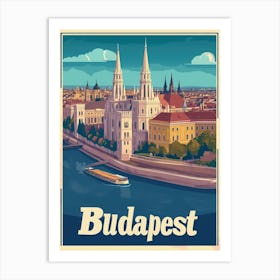 Aihrgdesign A Retro Travel Poster For Budapest Featuring The 4 Art Print