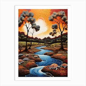 Default Australian Aboriginal Dot Painting Style Art Landscape 1 Art Print