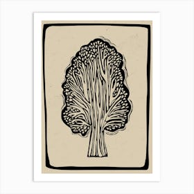 Tree Linocut Style Art Print