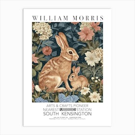 William Morris Print Rabbit Bunny Portrait Valentines Mothers Day Gift Spring Art Print