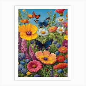 Butterflies In The Garden Art Print