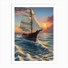 Sailboat In The Ocean 1 Art Print