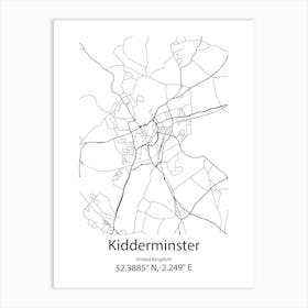 Kidderminster,United Kingdom Minimalist Map Poster