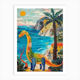 Dinosaur By The Amalfi Coast Painting 3 Art Print