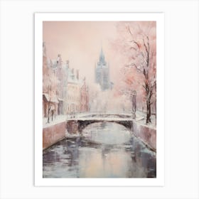 Dreamy Winter Painting Bruges Belgium 3 Art Print