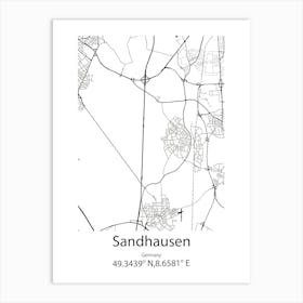 Sandhausen,Germany Minimalist Map Art Print