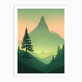 Misty Mountains Vertical Composition In Green Tone 26 Art Print