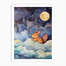 Baby Squirrel 4 Sleeping In The Clouds Art Print