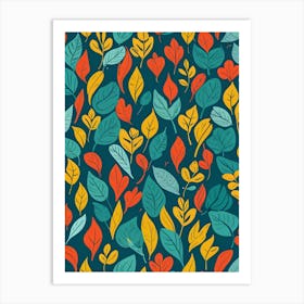 Autumn Leaves Seamless Pattern 4 Art Print