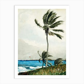 Bahamas Palm Tree Ocean Painting Art Print