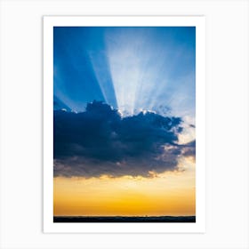 An Idyllic Sunset Unfolds In Heaven Where Beautiful Sun Rays Pierce Through The Clouds Creating A P (2) Art Print