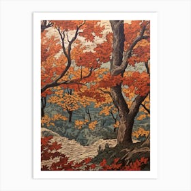 Beech Vintage Autumn Tree Print  Art Print