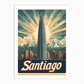 Aihrgdesign A Vintage Travel Poster Of Santiago 2 Art Print